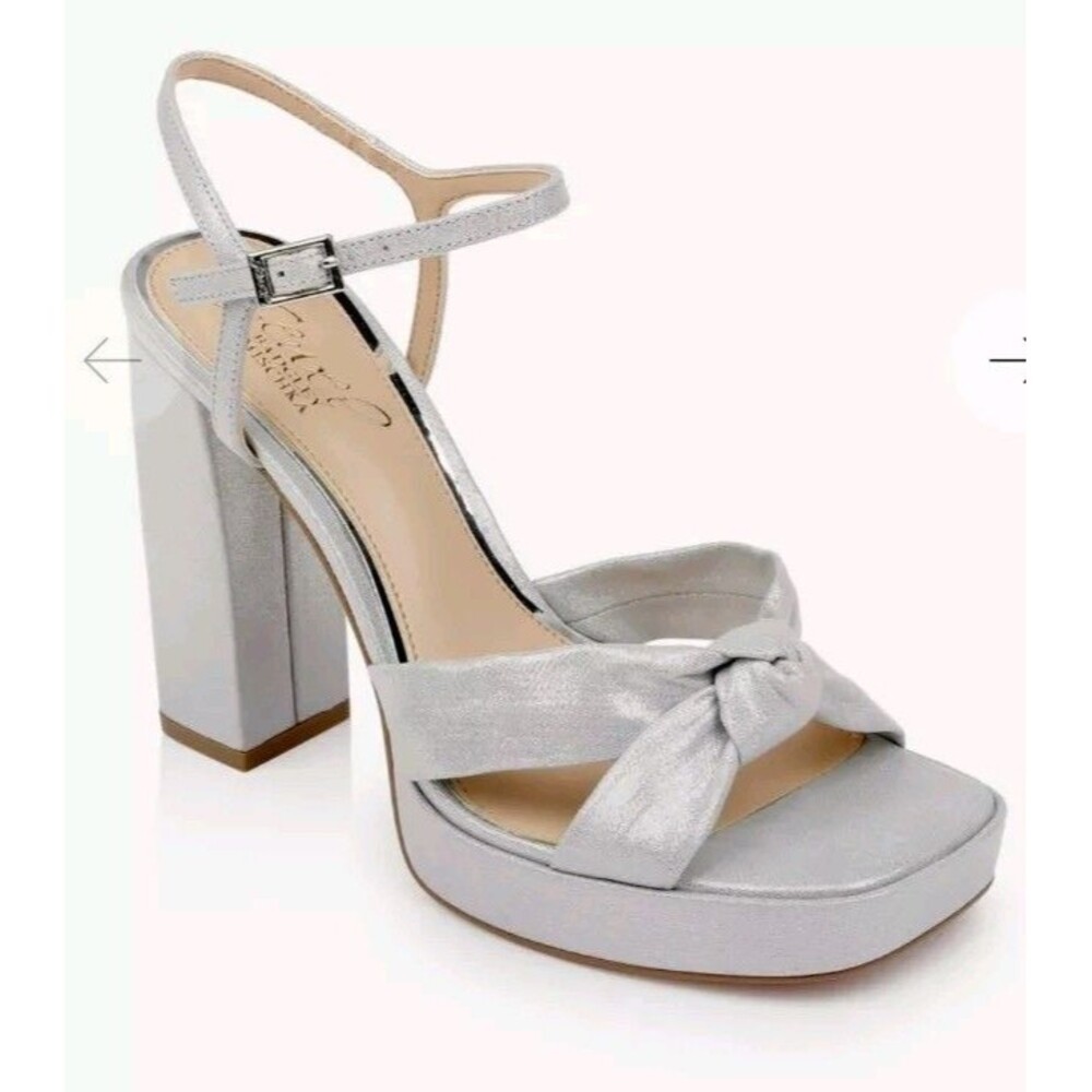 Jewel Badgley Mischka Women's Valencia Square Toe Evening Platform Sandals Sz8.5